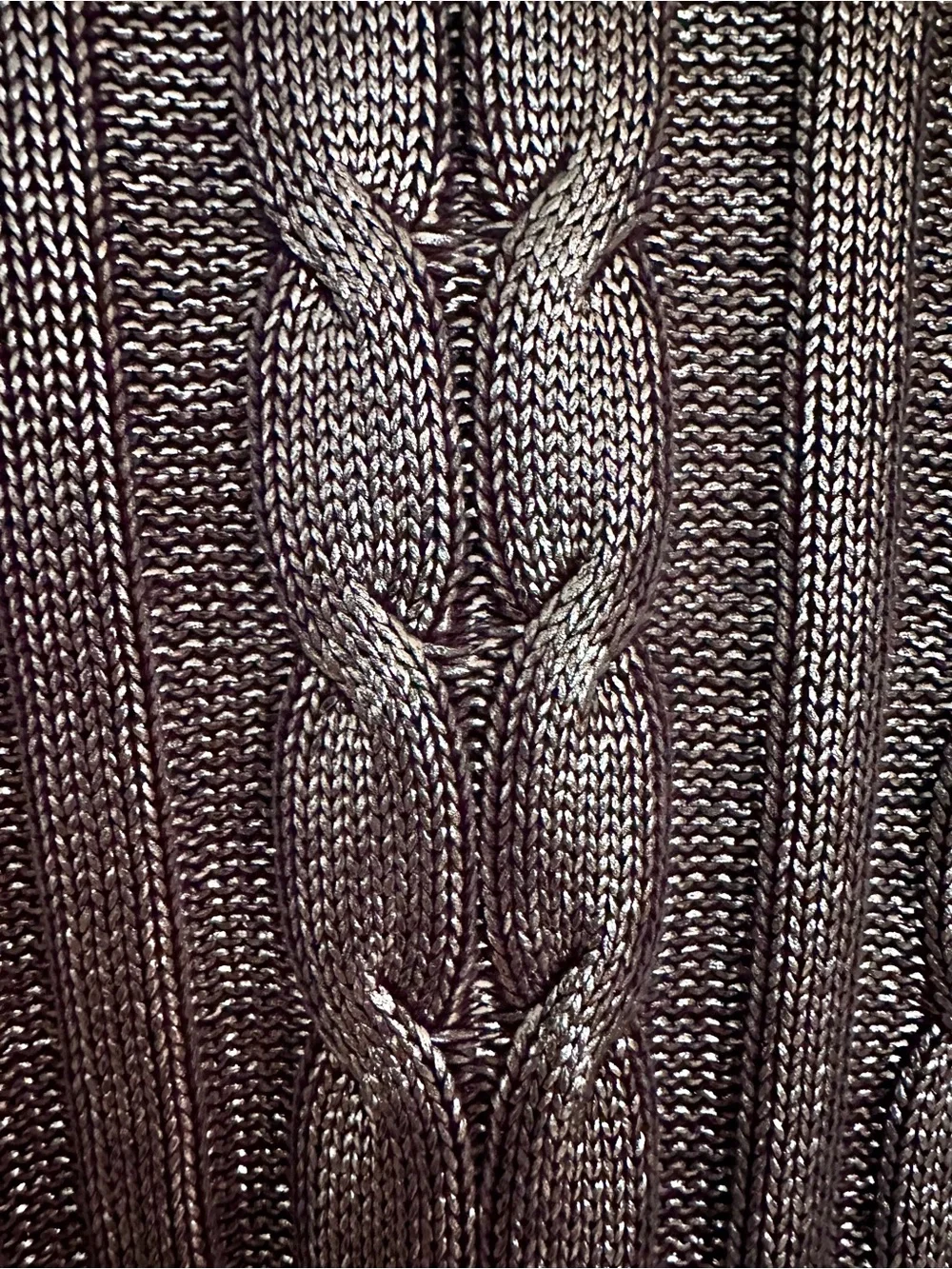 YFB Young Fabulous Broke Metallic Silver Cable V-Neck Sweater Size XS - Picture 9 of 9